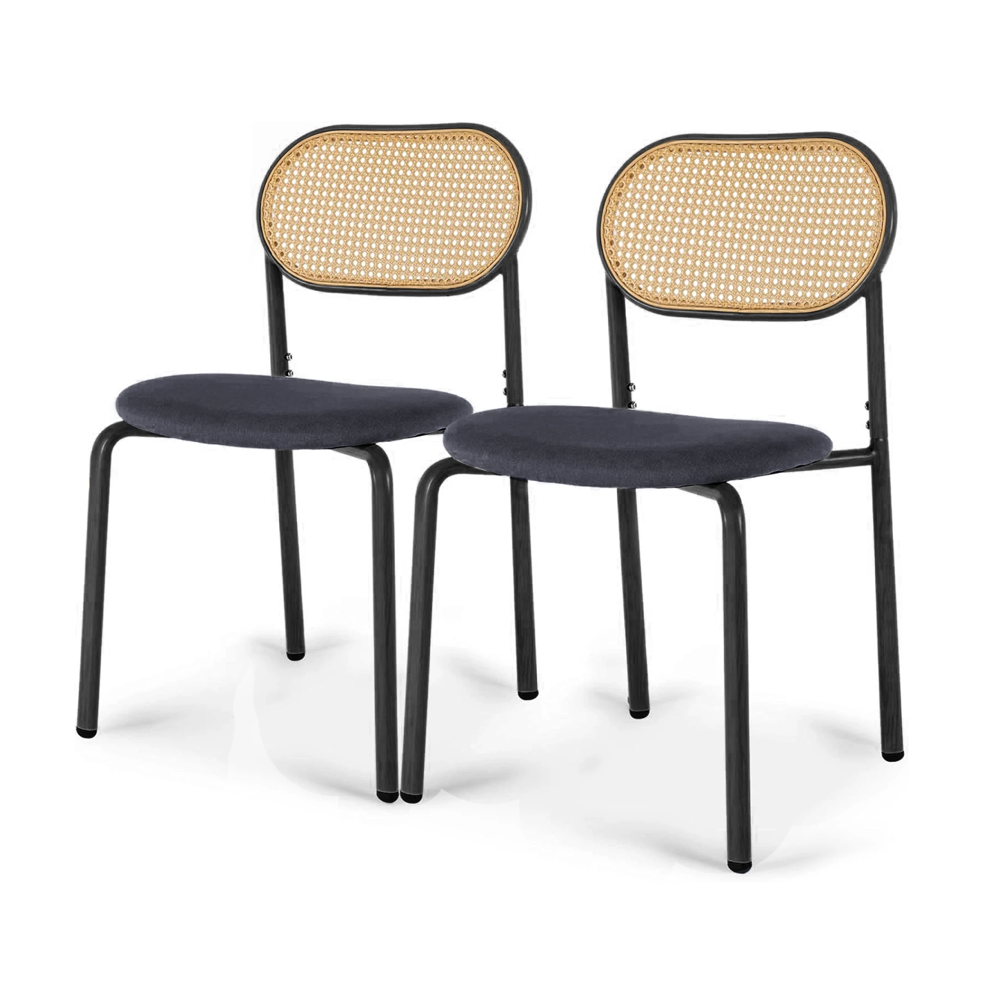 Comanlai PE Imitat-Rattan Esszimmerstühle, 2 Stück PU-Polsterstühle mit Metallbeinen, Esszimmermöbel – Detail 12