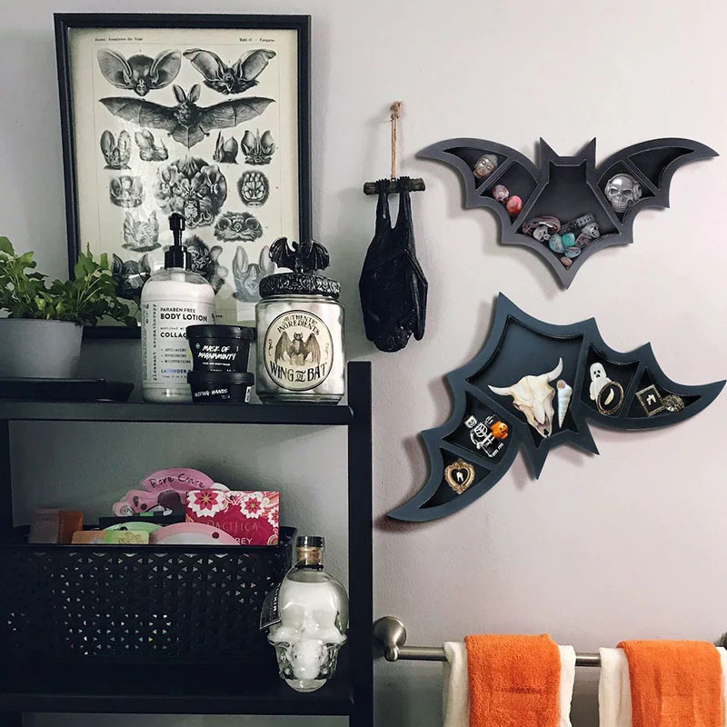 

Bat Shelf Bat Crystal Shelf Coffin Shelf Black Vampire Bat Shelf-Crystal Holder For Spooky Horror Gothic Witchy Room Decor