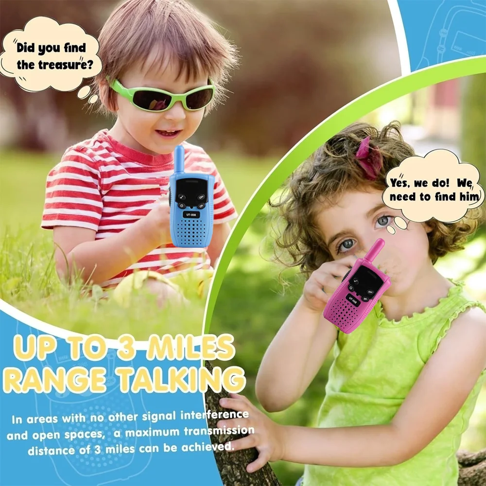KGG 2pcs Walkie Talkie Kids Handheld Transceerver Long Range Portable Walkie-Talkie Two Way Radia Children Birthday Gifts 2