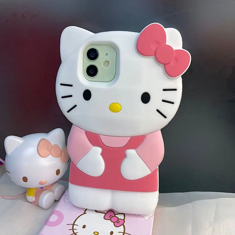 thumbnail image 1 of Sanrio 3D Stereoscopic Hello Kitty Case For iPhone 15 14 13 12 11 Pro Max Mini XR XS 7 8 Plus Cartoon Soft Shockproof Back Cover, 1 of 5