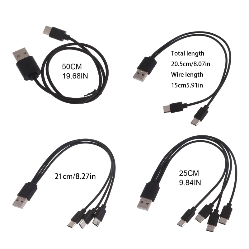 Universal Multi-Device Fast Charging Cable with Multiple USB-C Ports
