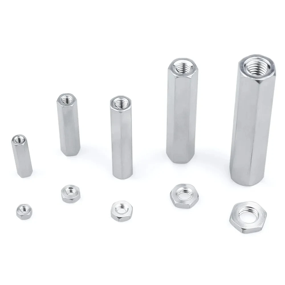 알루미늄 나사산 육각 스페이서, 육각 연장, 긴 커플링 너트 커넥터, M3 M4 M5 M6 M8, 로트당 10-100 개