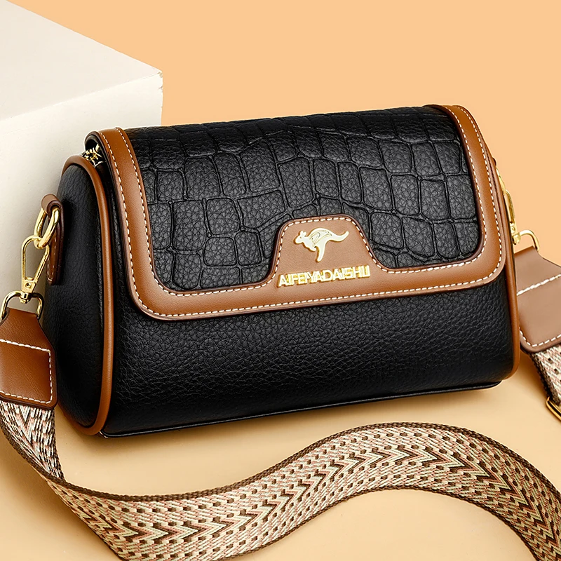 Stone Pu Leather Shoulder Hand Bag for Women Mom Purse Fashion