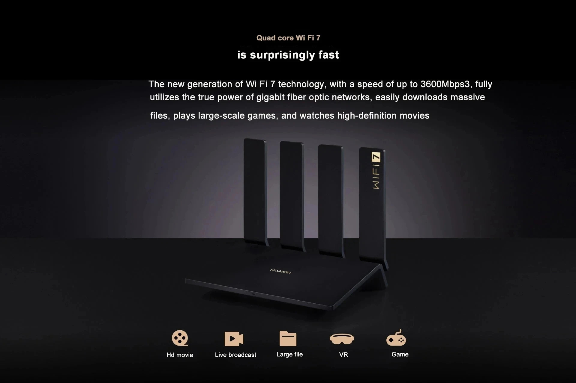 Huawei BE3 Pro WiFi7 Router Quad Core Network Signal Repeater 3600Mbps 2.4GHz 5GHz Home Office Wireless Amplifier