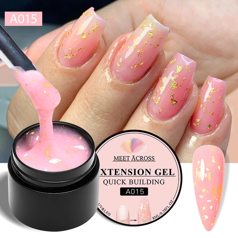 Pink Glitter Quick Extension Gel Nail Polish Pink Gold Foils Effect Vernis Semi Permanent Uv Construction Gel Nail Art Hard Gel