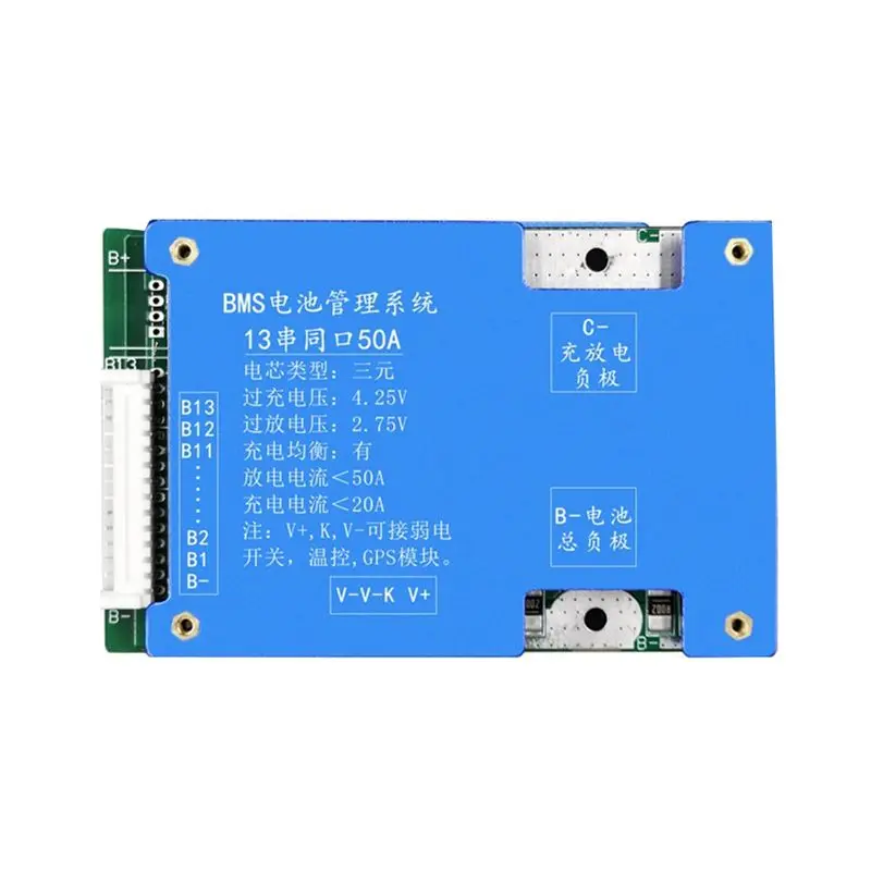A10I 13S 48V 50A 보호 보드 전자 자전거 전기 오토바이용 밸런스 기능이 있는 삼원 리튬 배터리 보호 보드
