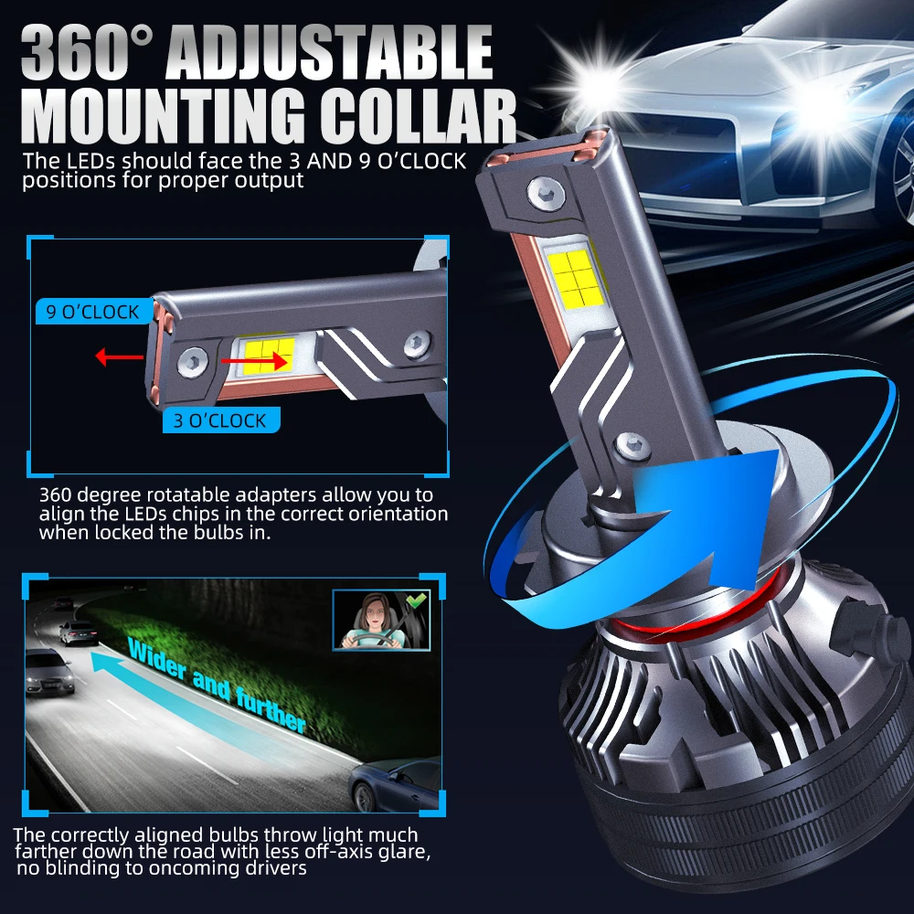 2PC H4 LED Headlight 400W 160000LM 3570 CSP LED Lamp Bulb H7 H11 HB2 Bulbs Fog Lights Super Bright Car Headlight For Car 12V