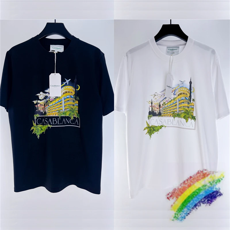 

Aircraft Castle Print Casablanca T Shirts Men Women 1:1 High Quality Oversize T-Shirt Short Sleeve Tee