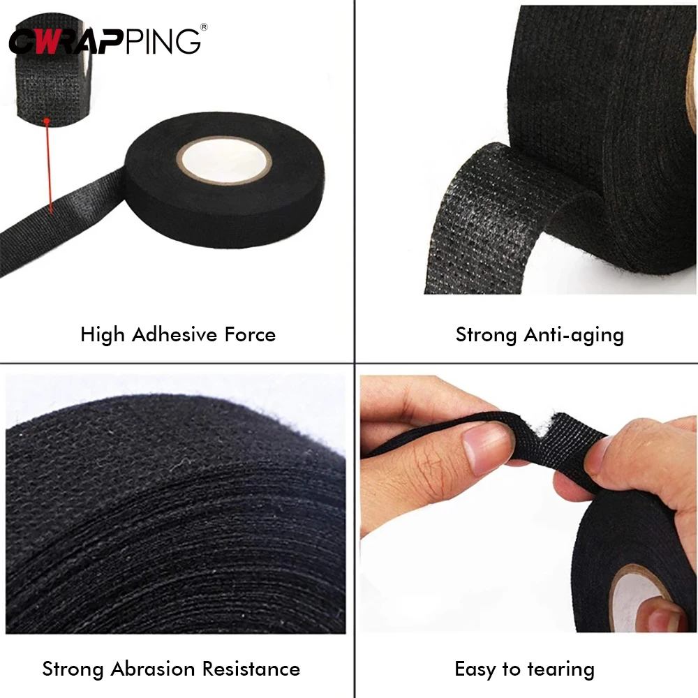 Automotive Wiring Tape Car Cable Harness Fabric Loom Electrical Heat Resistant Bundle Coroplast Adhesive Cloth