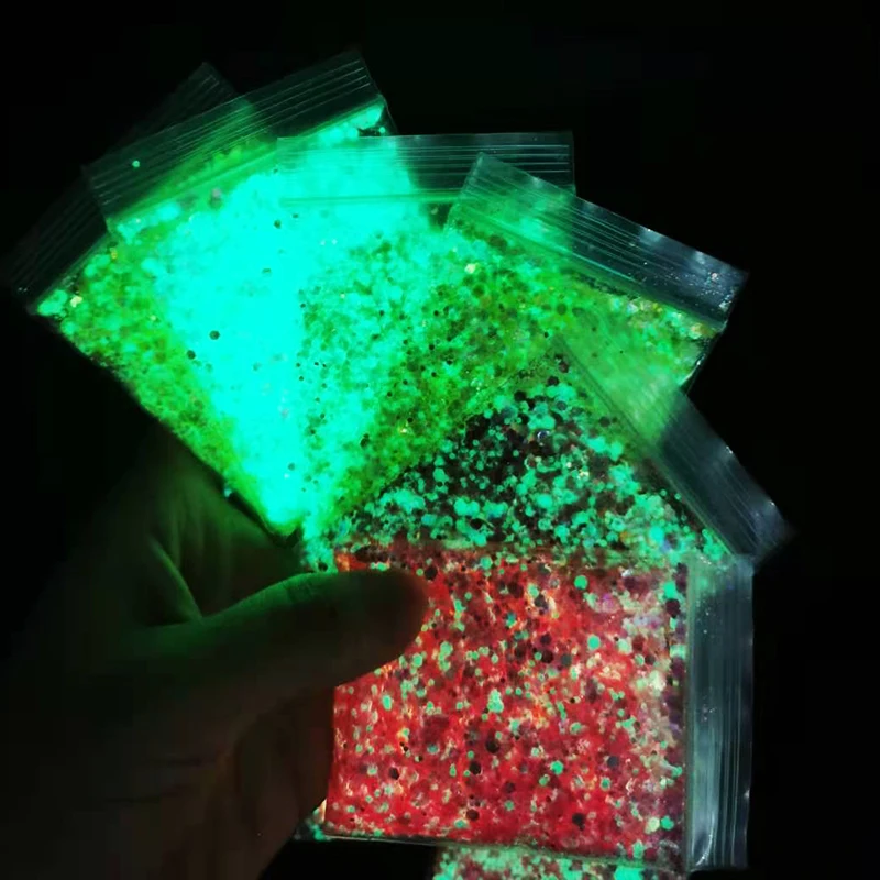 50g/bag Glowing Green Blue Light Luminous Nail Art Glitter Powder Phosphor Pigment Noctilucent Long-Lasting Glow in Dark nail powder nail glitter nail pigment nail decoration nail decorations nail powder set luminous pigment