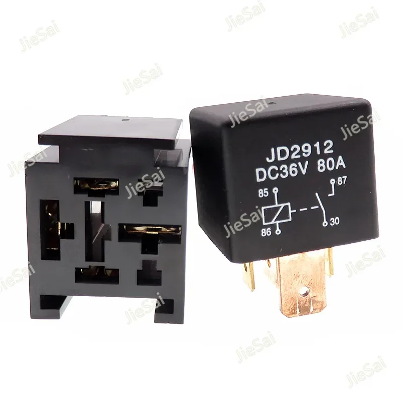 Description Picture 2 of item1set JD2912 80A 4Pin Normally Open Direct Current Car Relay Wide Foot High-power Automotive Relay With Socket