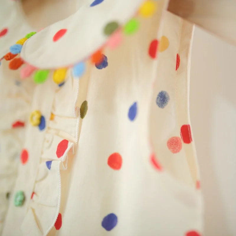 Babykleider, Sommerkleid aus Baumwolle, farbig, gepunktet, ärmellos, Babykleid für Mädchen, Cartoon, niedlich, lässig, Babykleidung für Mädchen – Detail 8