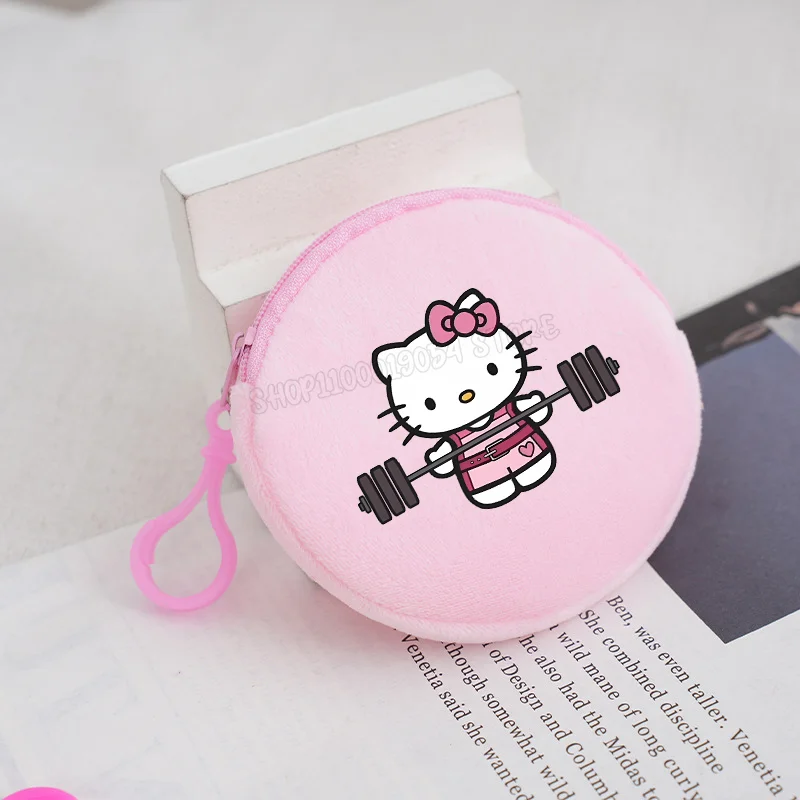 thumbnail image 1 of Monedero de felpa de Hello Kitty, Mini billetera redonda de dibujos animados, monedero de Anime con cremallera, lindas bolsas de dinero para niñas, regalo de fiesta de cumpleaños para niños, 1 of 5