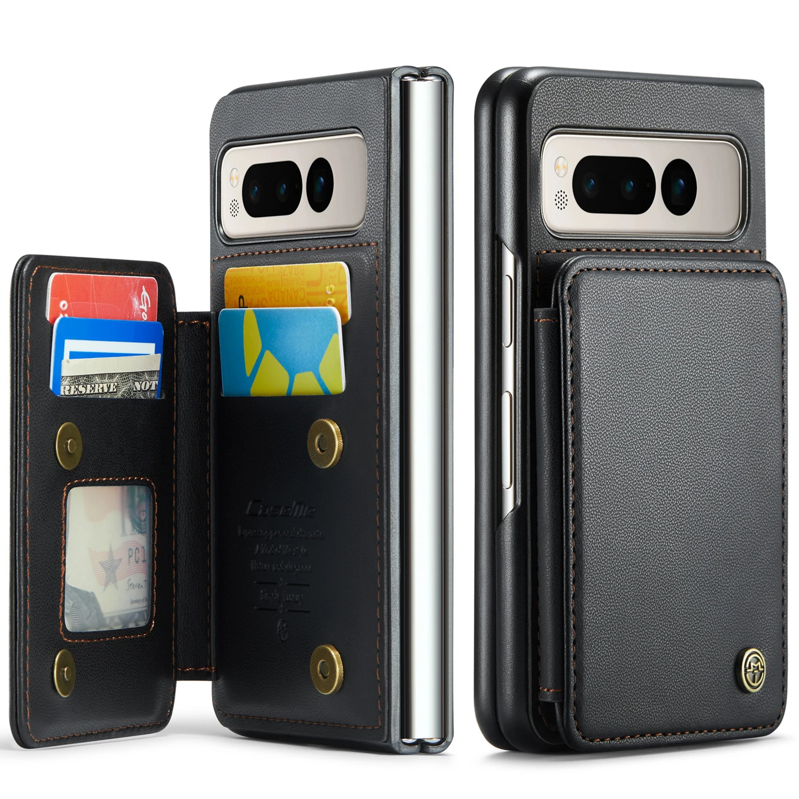

CaseMe Luxury Card Bag Wallet Case for Google Pixel Fold Shockproof Double Magnetic Buckle Closure Premium PU Leather Case