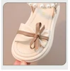Summer Princess Sandals For Girls Korean Style Pearl Bow Children's Party Shoes Soft-soled Waterproof Beach Sandals For Girls 3