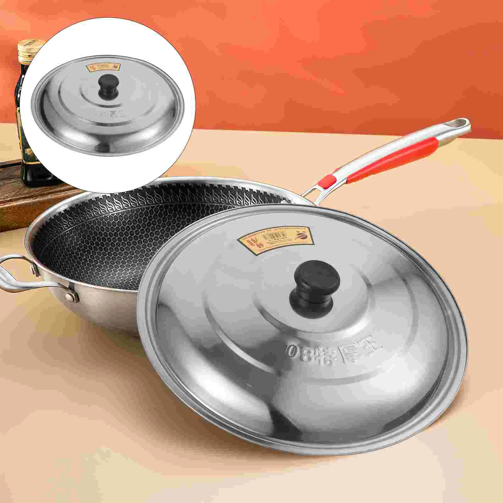 

Stainless Steel Pan Lid Universal Lid 35Cm Cover Frying Pan Cookware Lids Cooking Dome Glass Pot Wok