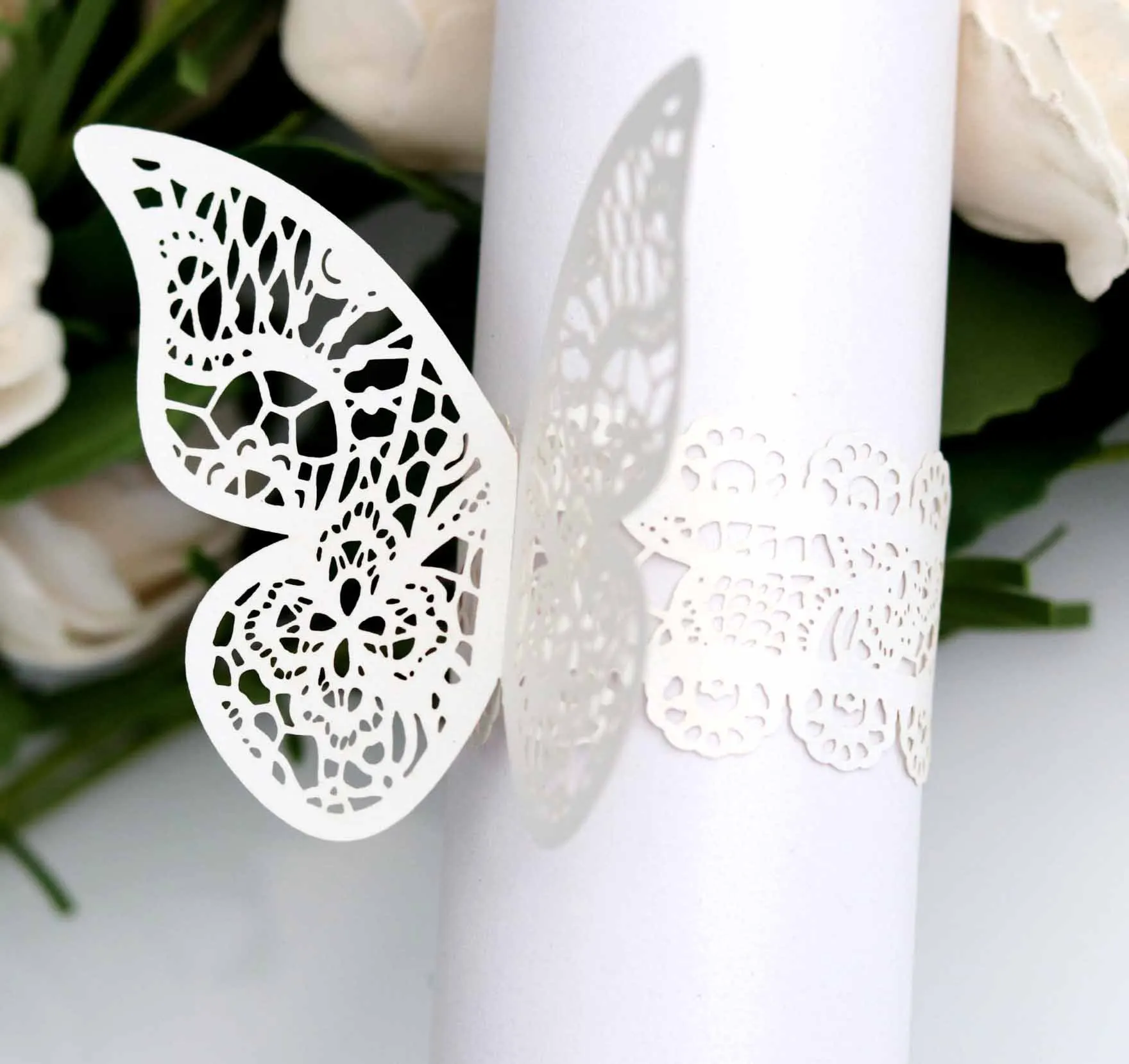 50Pcs Disposable Napkin Rings 3D Butterfly Paper Napkin buckles Bands for Wedding Decoration Home Table Accessories