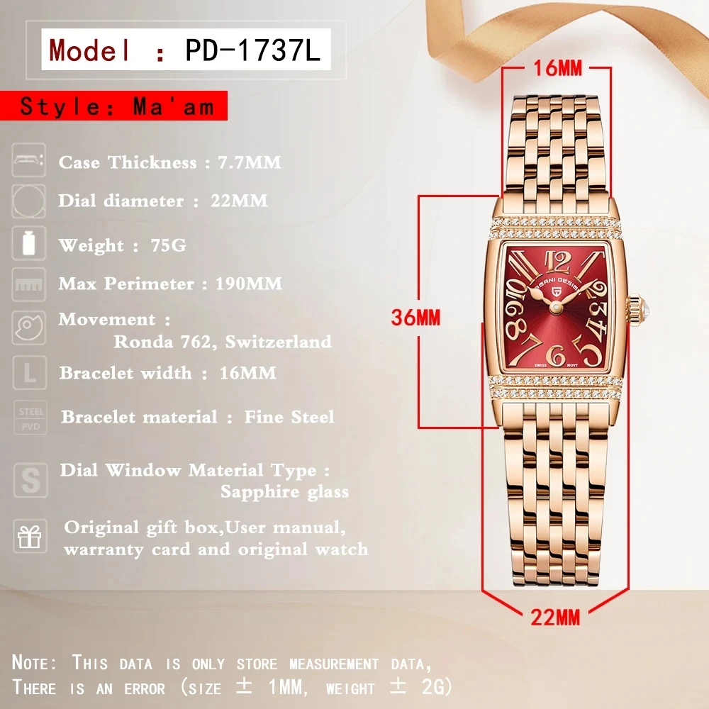 NEW PAGANI DESIGN Luxury Quartz Womens Watches Sapphire Stainless Steel Elegant Gift for Female Dive Rose Gold Relogio Feminino