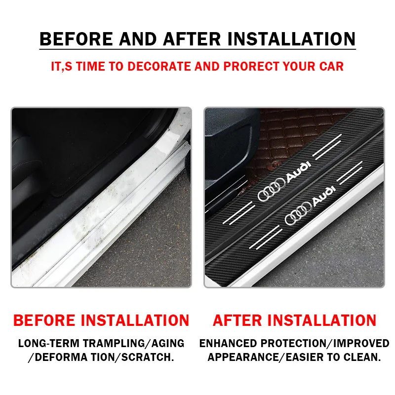 Carbon Fiber Car Door Sill Protector Sticker - Anti-Scratch Decal Accessory