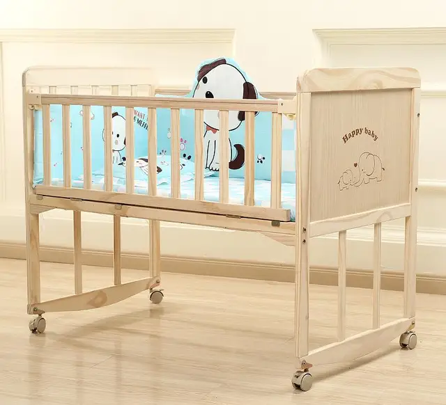 Wooden Baby Crib for Infants with Multiple Functions Newborn Child's Assembled Large Bed with Rocking and Cradle Features 6