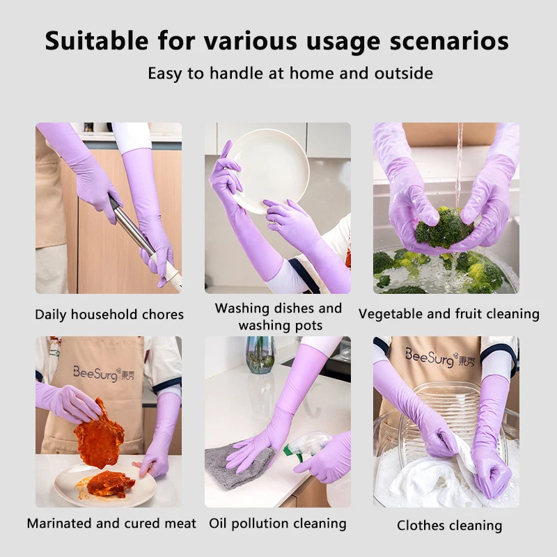 20PCS Nitrile Disposable Gloves 14 Inch Powder Free Waterproof Household Gloves for Cleaning Kitchen Cooking Dishwashing