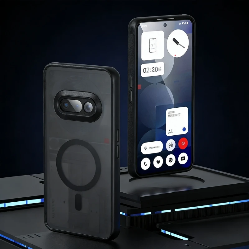 Matte Clear Acrylic Magnetic Anti-Fall Protective Back Cover and Bumper Case