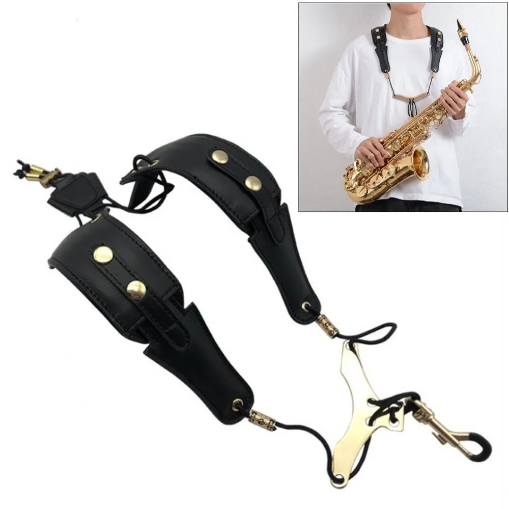 

soprano tenor Alto Saxophone Strap Professional Shoulder Harness Soft Leather Padded No Stress on Neck Strap for Soprano Sax