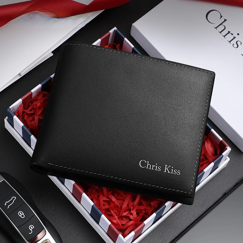 Genuine Leather Men Wallet Coin Purse Small Mini Card Holder Chain Male Walet Pocket Money clip simple luxury wallet