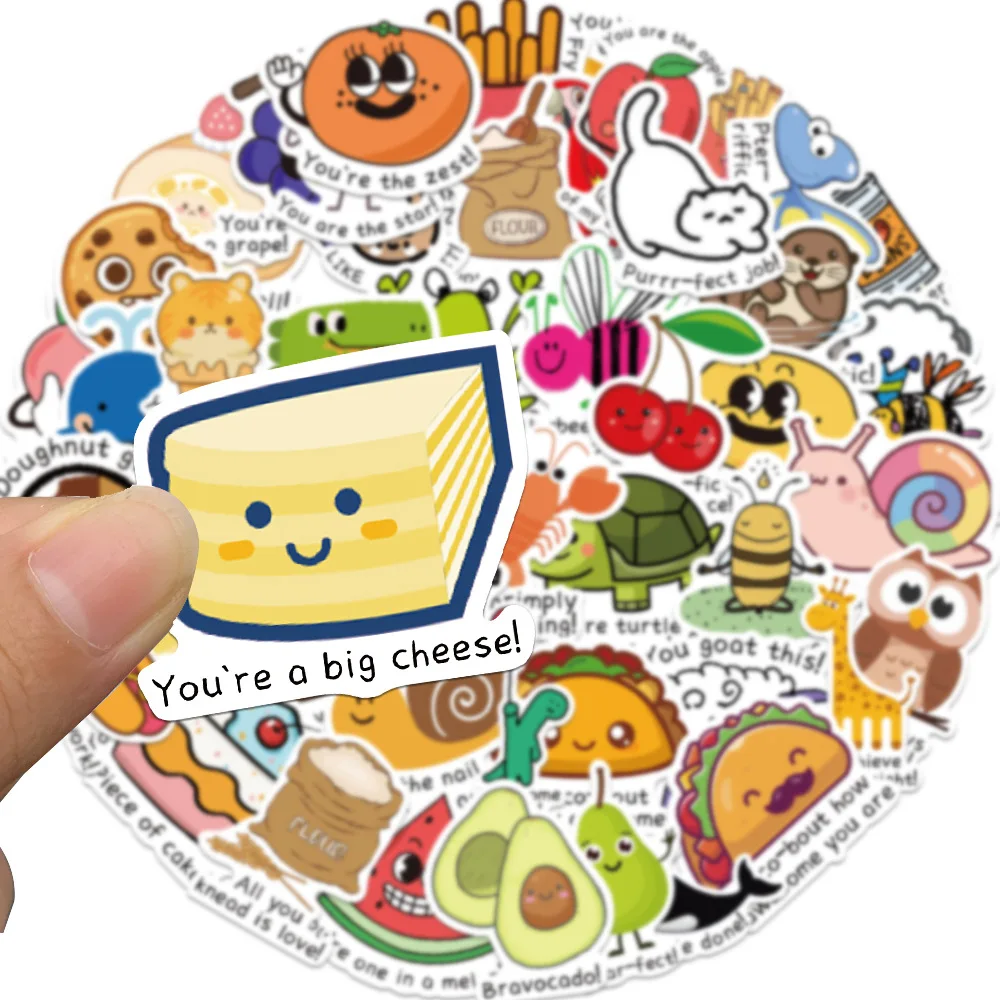 50/100 Stück Punny Belohnungen Aufkleber Niedliche Klassenzimmer Inspiration Worte Aufkleber DIY Notizbuch Kawaii Wasserfester Aufkleber für Kinderspielzeug – Detail 5