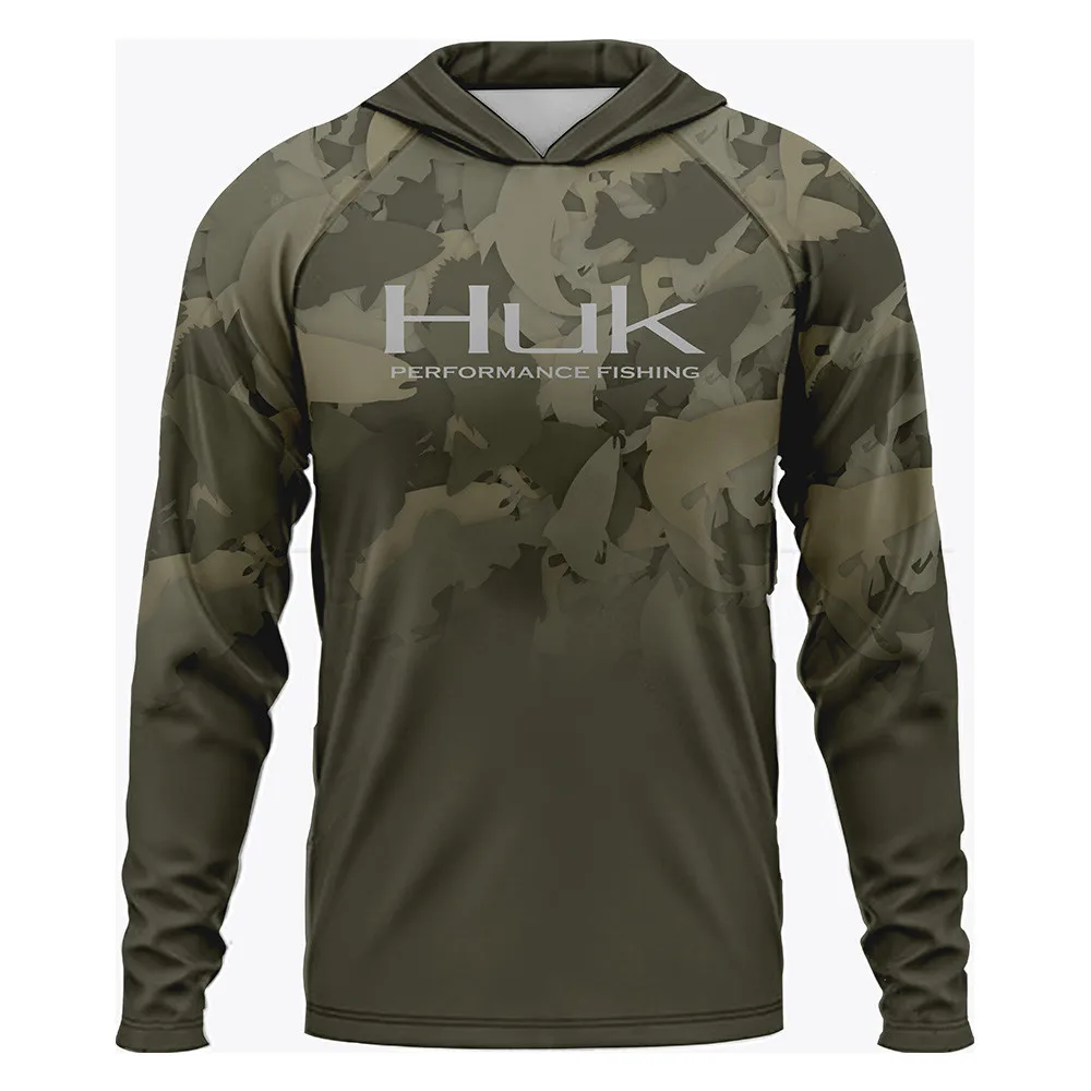 Huk 낚시 셔츠 후드 낚시 의류, UPF 50, 여름 햇빛 차단 후드, 남성 저지..