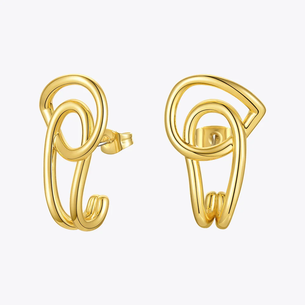 ENFASHION Interlaced Stud Earrings For Women Gold Color Geometric Piercing Earings Fashion Jewelry Friends Gifts Brincos E201186