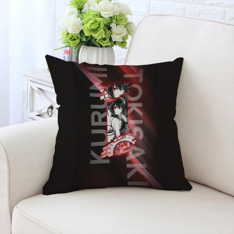 

Pillow case anime T-Tokisaki Kurumi double-sided printed sofa cushion cover, chair waist support customized gift 40x40cm