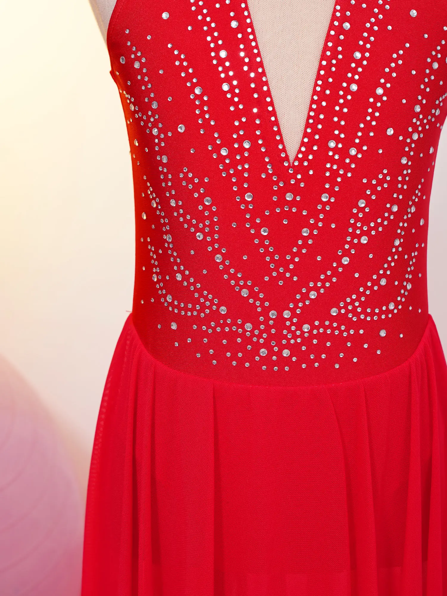 Kinder Mädchen ärmellose Strass Eiskunstlauf Trikot Kleid moderne lyrische Tanz Ballett rhythmische Gymnastik Tanz kleidung – Detail 26