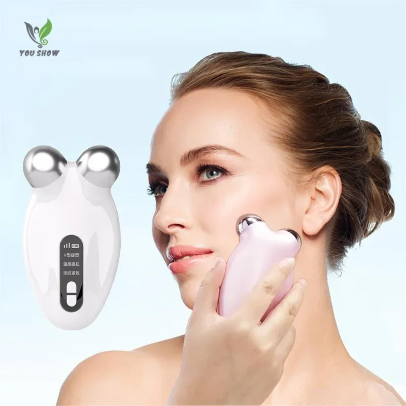 Ems Microcurrent Facial Beauty Anti-cellulite Double Chin Thermal Vibration Massage Machine Face Lift Firming and Tender Skin electric silicone facial cleansing brush sonic vibration face washing brush deep pore cleaning device skin massager usb charging