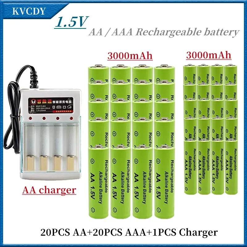 

1.5V Rechargeable Battery, AAA + AA 3000mAh, Alkaline Technology, Suitable for Remote Control, Toys / Computers, Etc