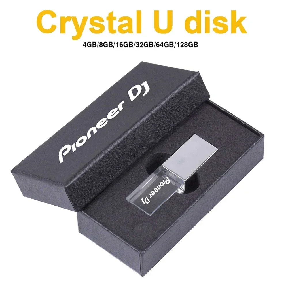 thumbnail image 1 of Venta caliente Pioneer DJ Crystal USB 2.0 Flash Drive 128 GB Capacidad real Memory Stick 64 GB Estuche plateado Luz LED Pen Drive con caja, 1 of 5