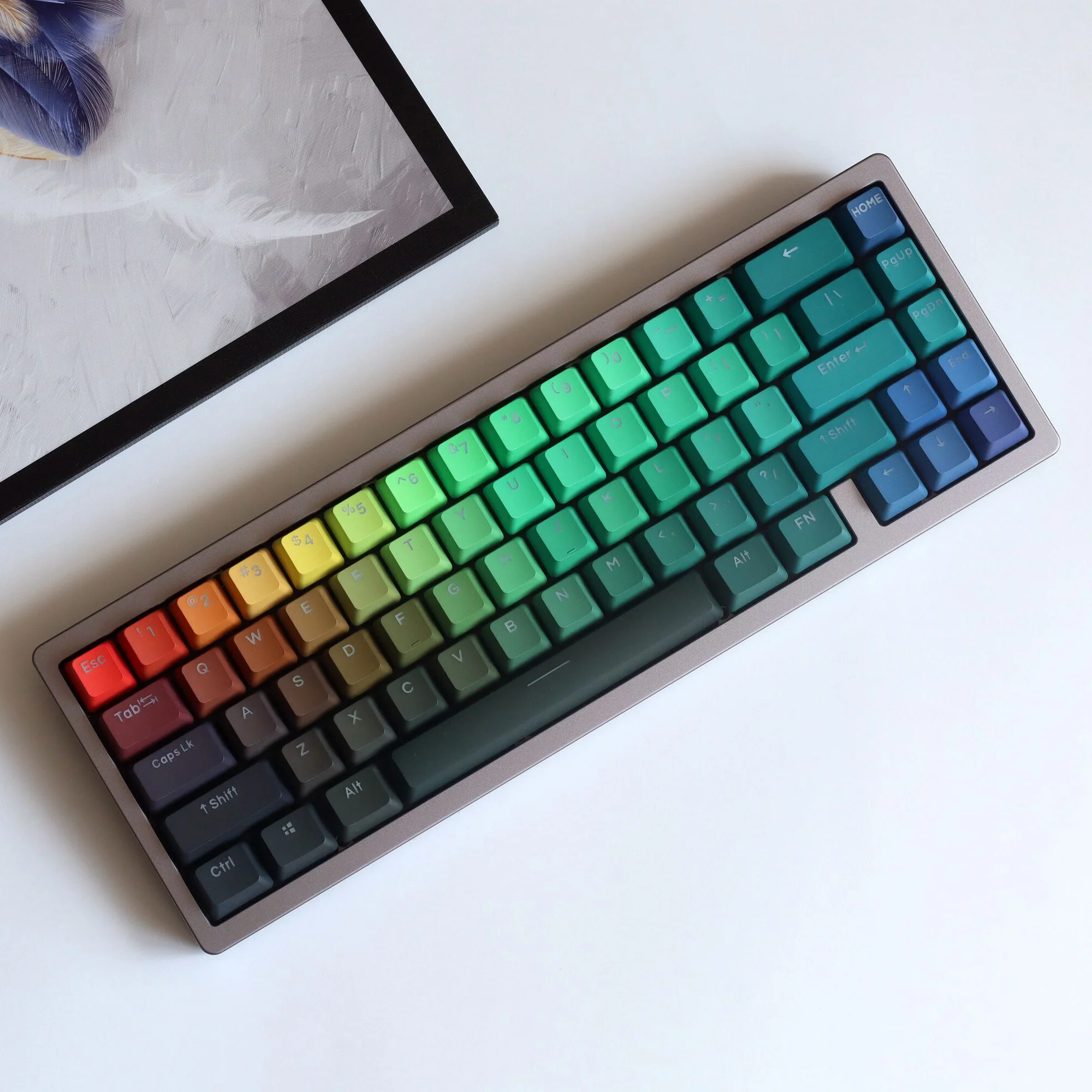 Conjunto Prism Keycaps Pbt Tintura Subbed Backlit Chave Tampões Oem Perfil Colorido Gradiente Keycap com Deslocamento 1.75u para sp 60 64 68 84 87 1