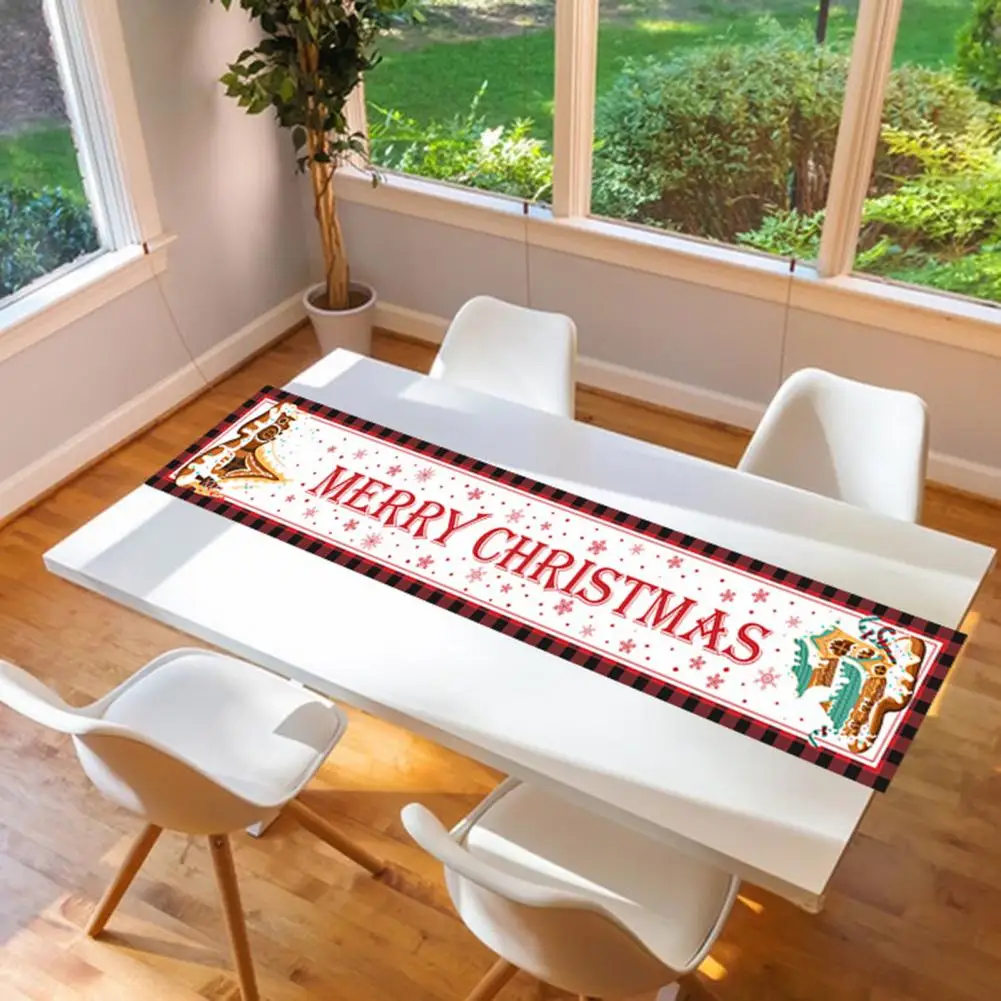 

Sturdy Material Table Runner Festive Table Runner Durable Cartoon Pattern Christmas Table Runner Festive Kitchen for Holiday