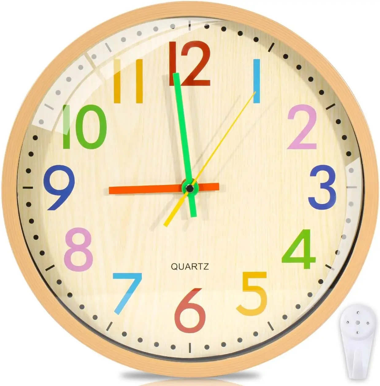 Reloj de Pared de 12 Pulgadas, Silencioso y con Agujas de Colores, Ideal para Sala de Estar, Comedor o Aula