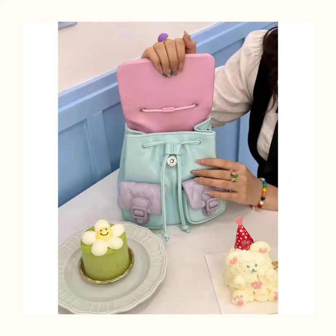 JIAERDI Sweet Cute Y2k Mochila Women Versatile Leather Lightweight Patchwork Chic Backpacks Female Retro Mini Backpack Aesthetic