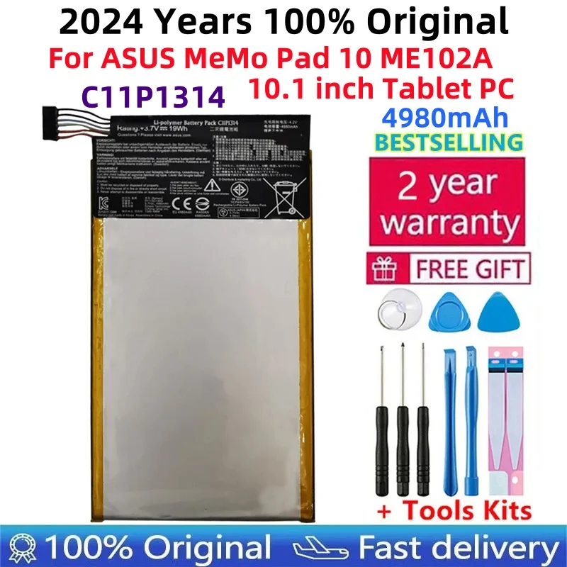 

100% Original C11P1314 Tablet PC Battery For ASUS MeMo Pad 10 ME102A 10.1 inch Tablet PC Batteries Bateria+Free Tools