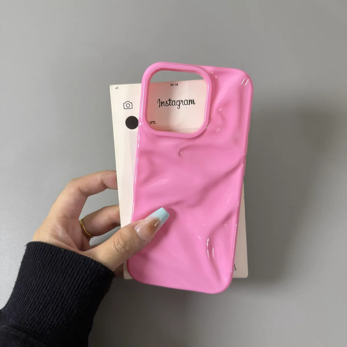 Glossy Aesthetic Wave Ruffle Soft TPU Case with 3D Folds and Water Ripple Design