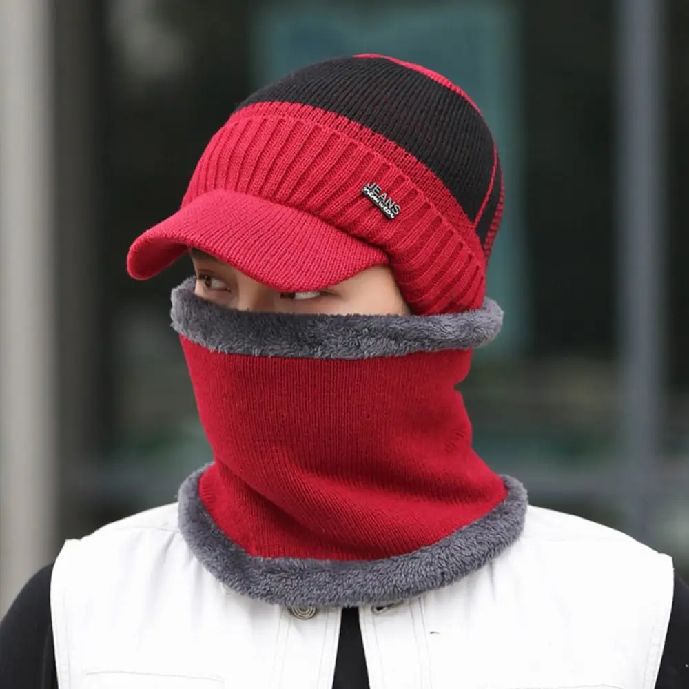 Winter Hat Knitted Beanie Cold Protection Fleece Ski Cap Breathable Men's
