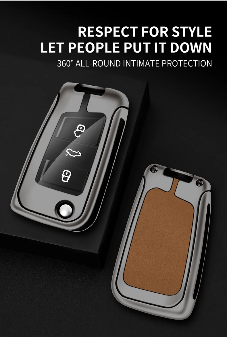 Custodia per chiave auto in pelle metallica Shell per VW Volkswagen Golf 7 MK7 Tiguan MK2 per Seat Ateca Leon FR 2 Ibiza per Skoda Octavia - Sf8f03f0a31754869ab581518a72f3789m