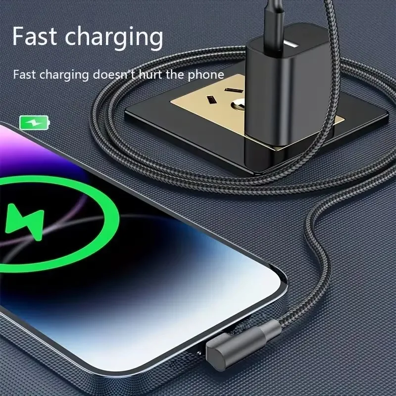 90 Degree Dual USB C Fast Charge Elbow Cable For iPhone 15 16 17 Pro Max Samsung Xiaomi Redmi POCO Type C Quick Charging Cables 6