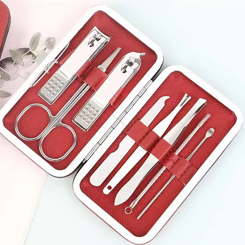 Nail Clipper Set 8PCS Stainless Steel Diagonal Pliers Pedicure Tools Ear Digging Ear Spoon Trimming Nail Tools