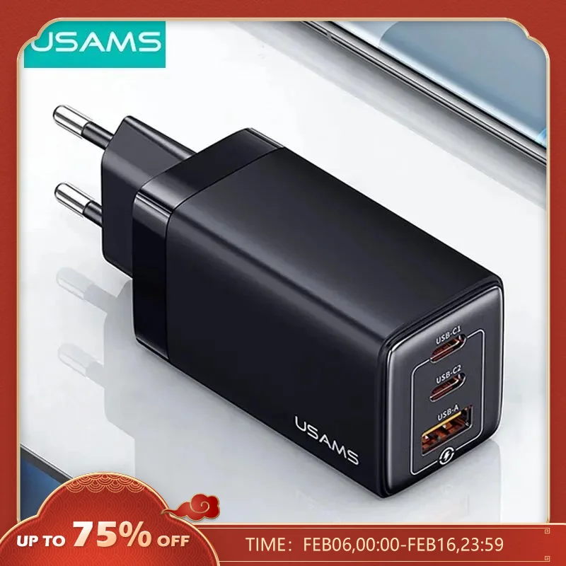 USAMS CC180 65W GaN USB C Charger Quick Charge PD USB C Type C Fast USB Charger For iPhone iPad MacBook La 
