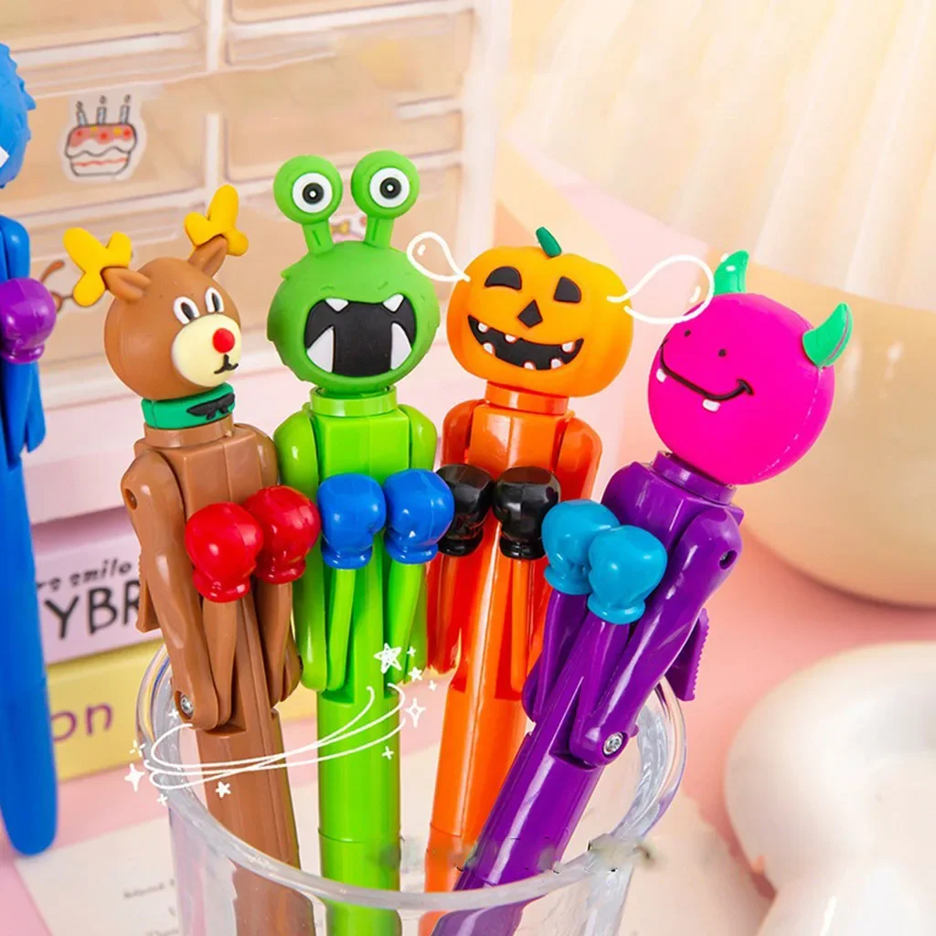 Creative Boxing Ballpoint Pen Funny Pumpkin Monster Santa Cluas Snowman Pen Trick or Treat Happy Halloween Decor Merry Christmas