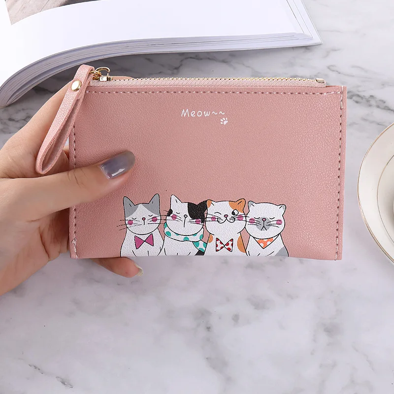 

Wallet Women's Short Section Small Fresh Student Wallet Cartoon Cute Zipper Coin Purse Simple Thin Card Holder Women Purse