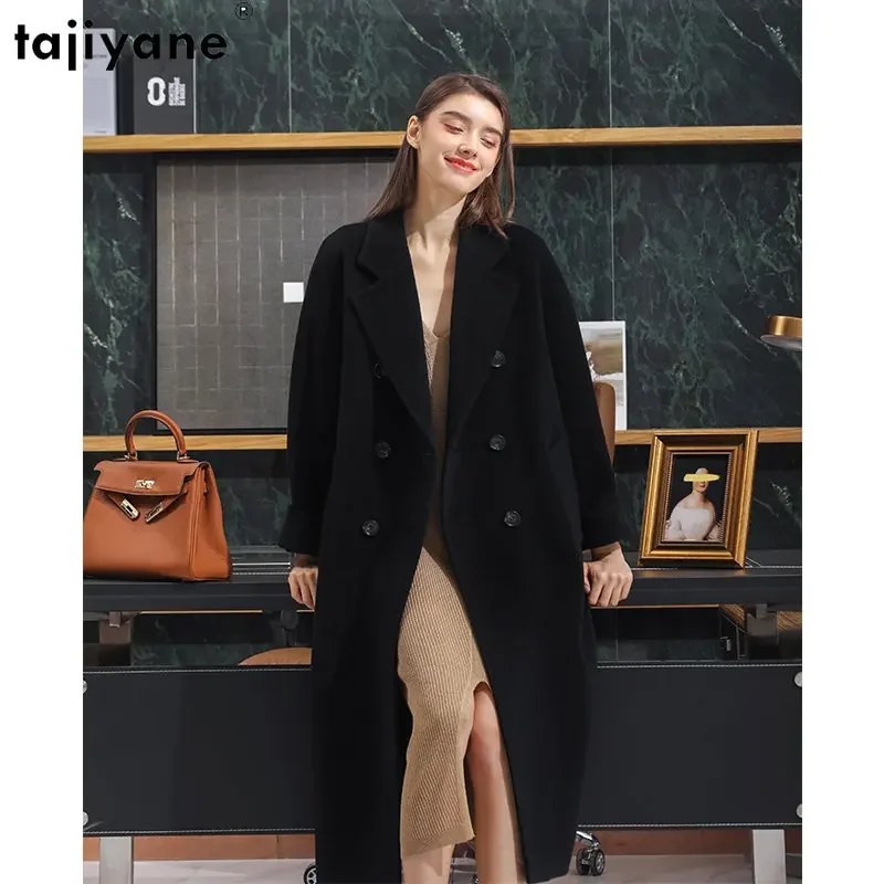 

Tajiyane Elegant Wool Coats for Women 2023 Autumn Winter Mid-length Cashmere Coat Woman 90% Wool Jacket Women Jackets High-end